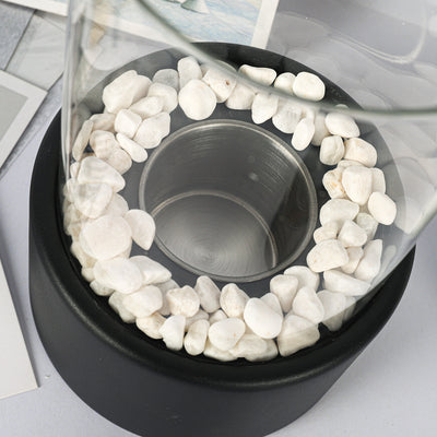 Tabletop Alcohol Fireplace Light Indoor Stainless Steel Stove Round Glass Ambiance Light