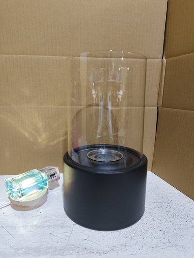 Tabletop Alcohol Fireplace Light Indoor Stainless Steel Stove Round Glass Ambiance Light