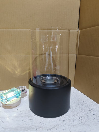 Tabletop Alcohol Fireplace Light Indoor Stainless Steel Stove Round Glass Ambiance Light
